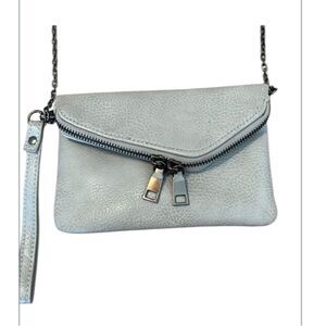Urban expressions mini greyish blue crossbody wristlet roomy for its size EUC